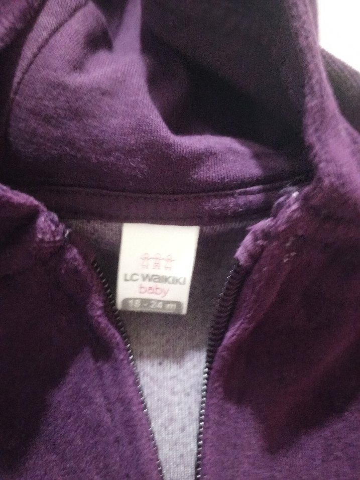 Kız Çocuk Mor Kapüşonlu Fermuarlı Sweatshirt - Görsel 3