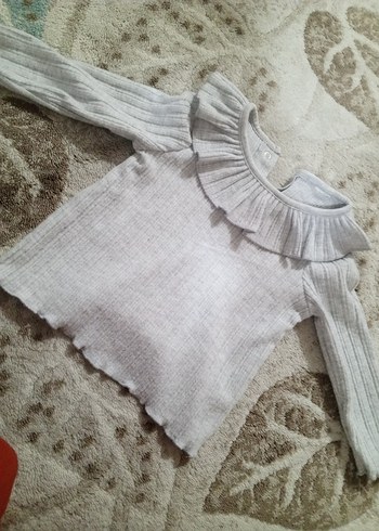 Gri Örgü Bebek Kız Takımı Uzun Kollu - Görsel 3