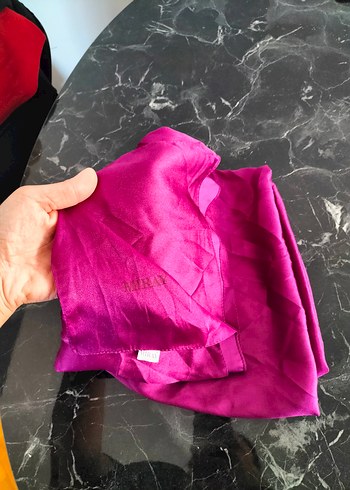 fuşya mor parlak saten eşarp Miray - Görsel 7