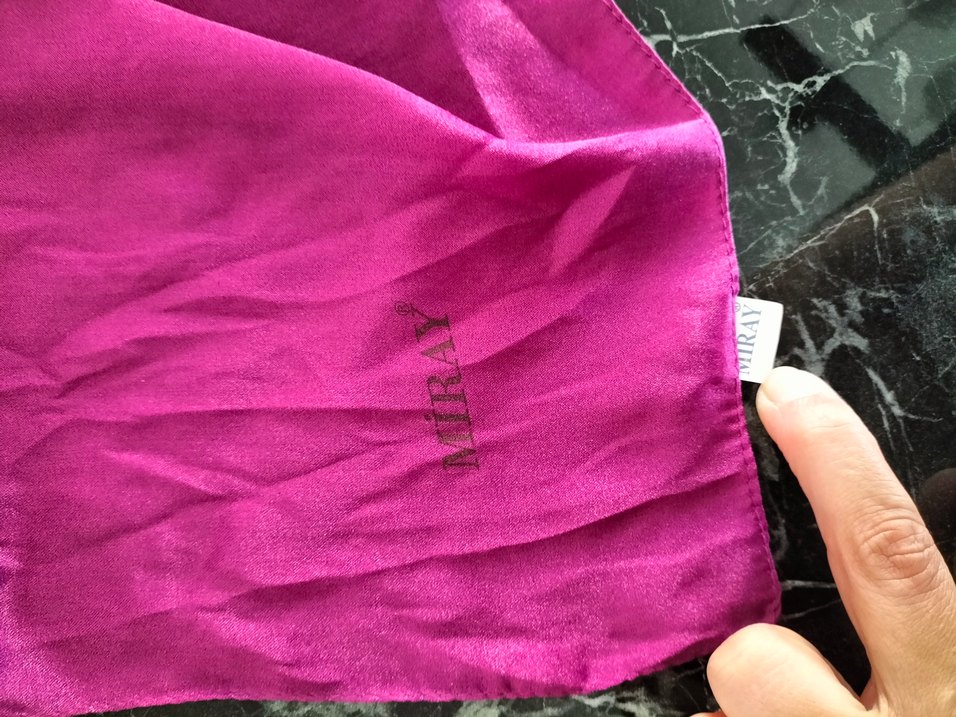 fuşya mor parlak saten eşarp Miray - Görsel 3