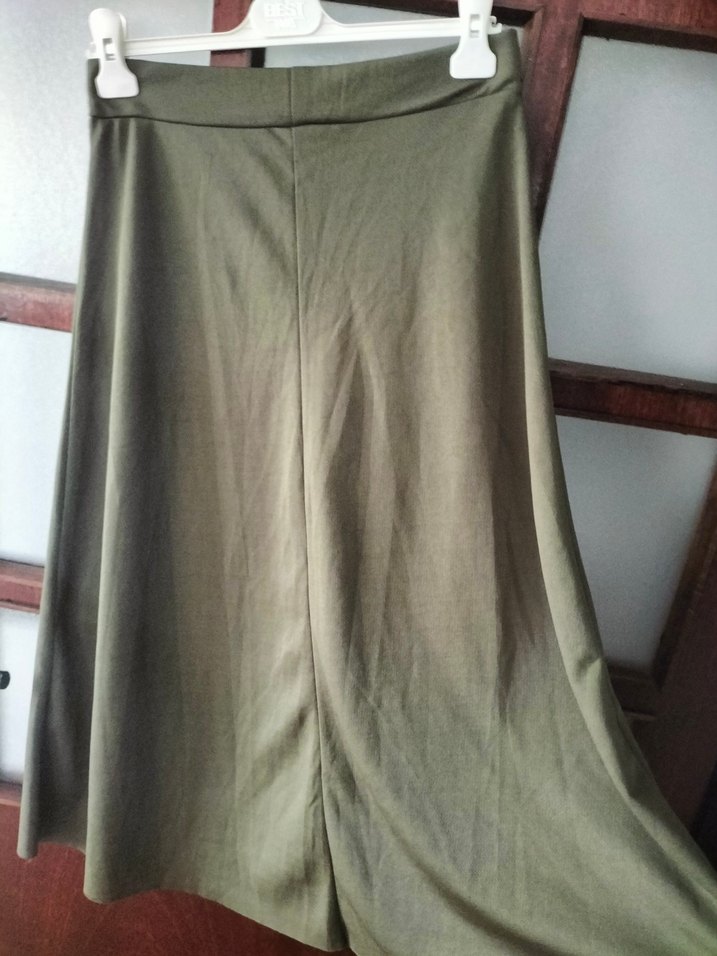 Kadın Haki Uzun Salaş Kloş Etek - Görsel 4