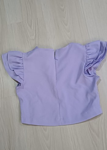 Kız Çocuk Mor V Yaka Kısa Kollu Bluz - Görsel 2