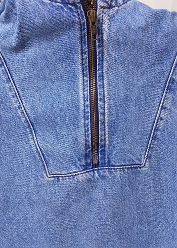 Fermuarlı Mavi Denim erkek gömlek - Görsel 3