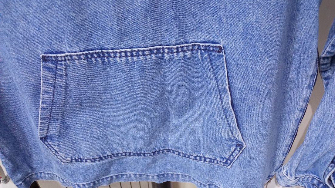 Fermuarlı Mavi Denim erkek  gömlek - Görsel 4
