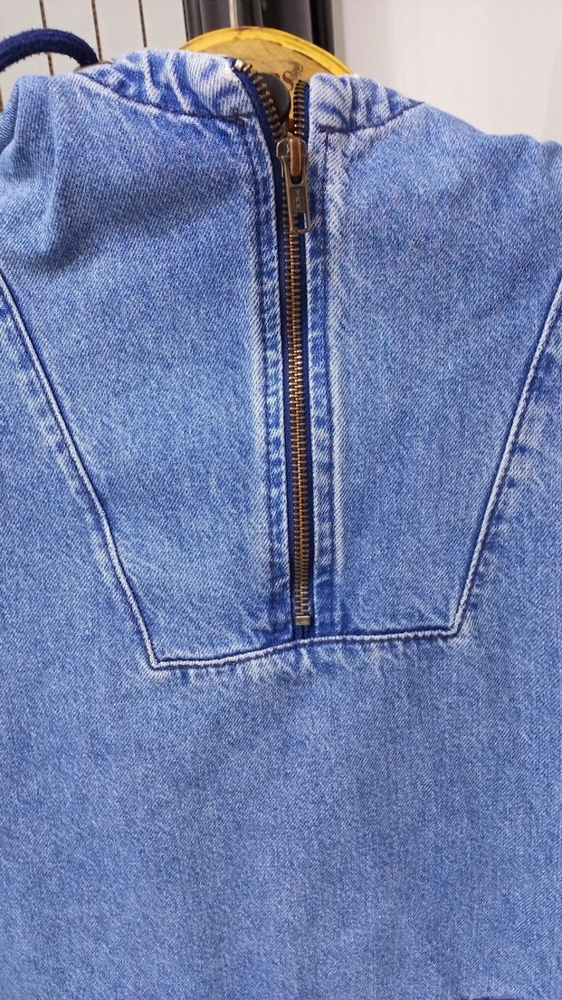 Fermuarlı Mavi Denim erkek  gömlek - Görsel 3