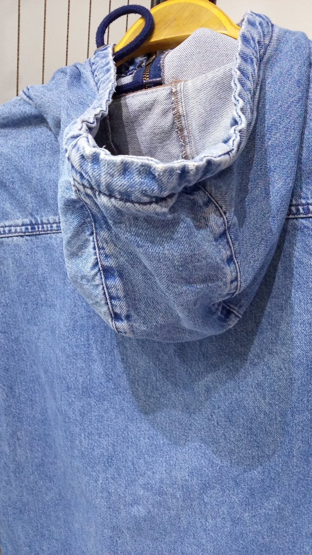 Fermuarlı Mavi Denim erkek  gömlek - Görsel 5