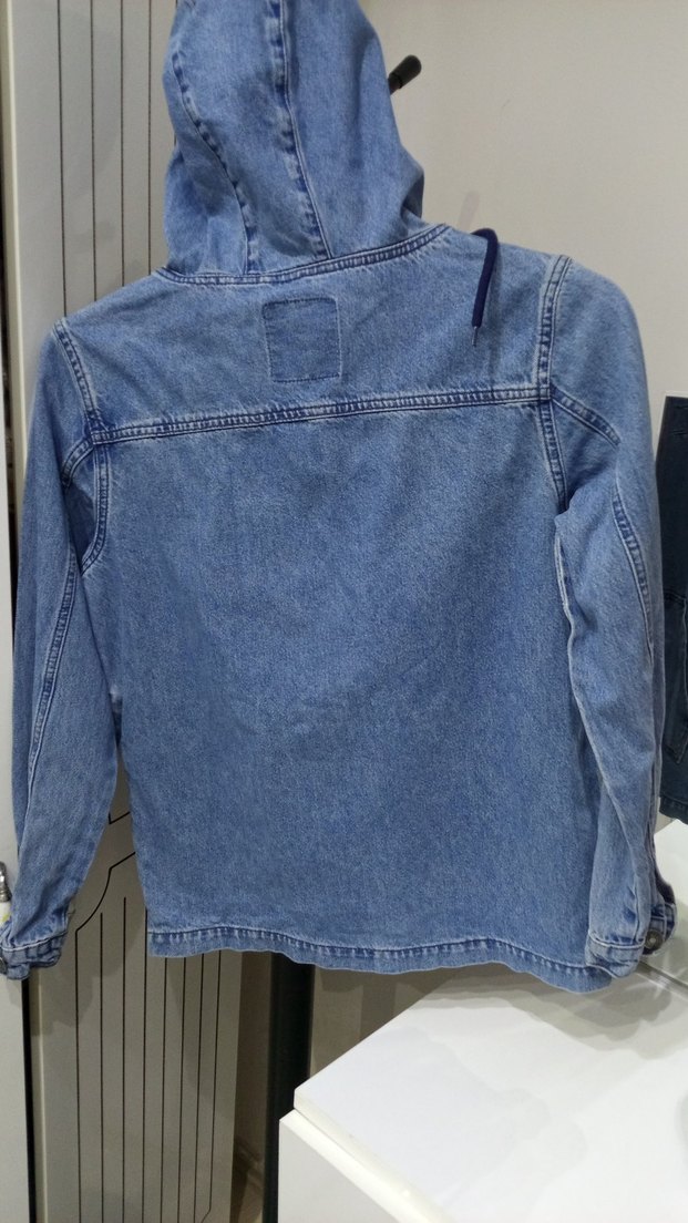 Fermuarlı Mavi Denim erkek  gömlek - Görsel 2