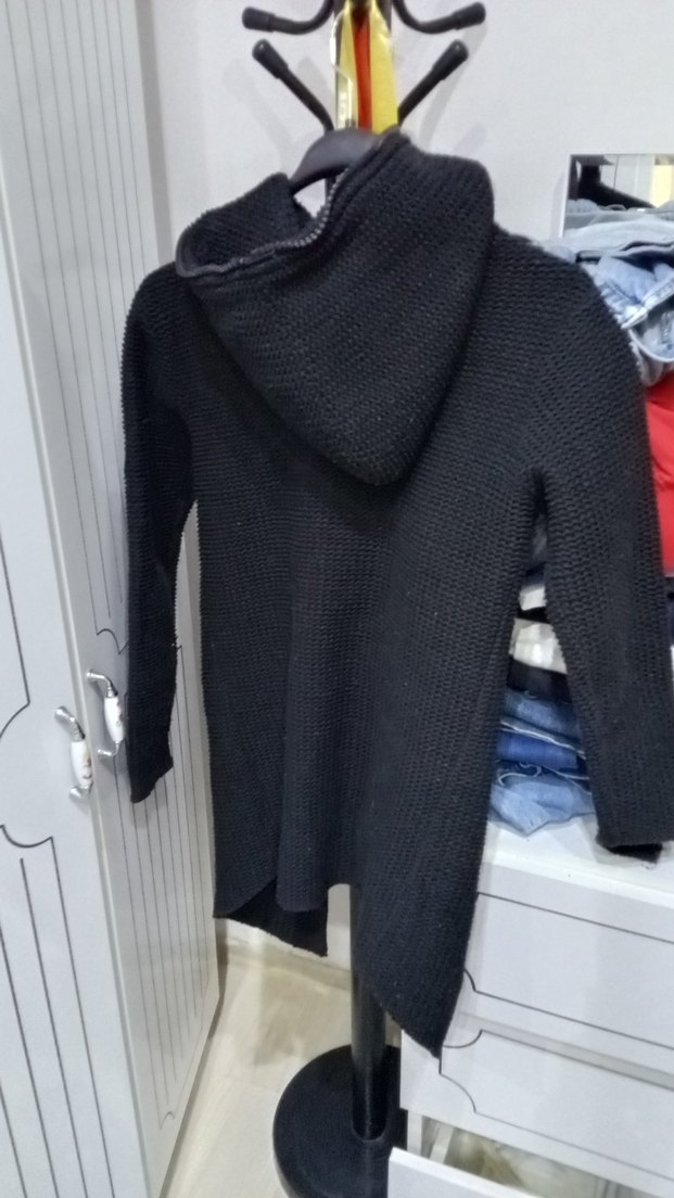 Erkek Siyah Uzun Kollu Örgü Hırka - Görsel 2