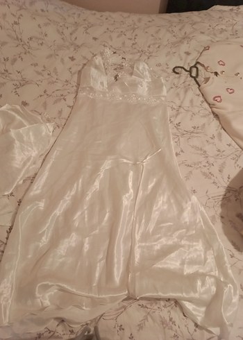 Dantel Detaylı Beyaz Saten alt - Görsel 4