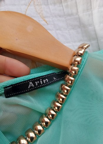 Zincir Detaylı Turkuaz abiye - Görsel 4