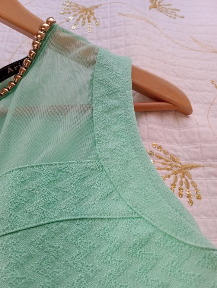 Zincir Detaylı Turkuaz abiye - Görsel 5