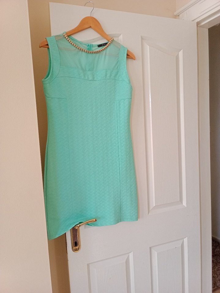 Zincir Detaylı Turkuaz abiye - Görsel 2