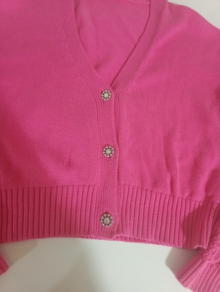 lcw pembe Örgü Kadın Hırka - Görsel 3