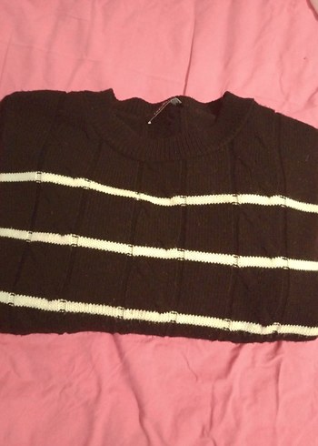 TRENDYOL Siyah Beyaz Çizgili Kadın Triko Kazak - Görsel 3