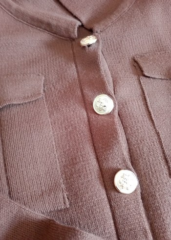 Düğmeli Kahverengi Kadın Takım Midi Boy - Görsel 2