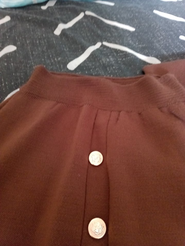 Düğmeli Kahverengi Kadın Takım Midi Boy - Görsel 3