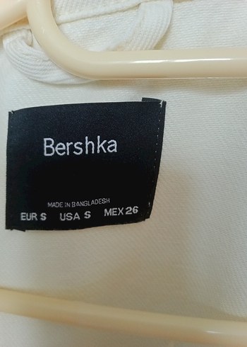 Bershka Beyaz Mini Keten Kadın Ceket - Görsel 3