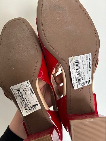 37 Beden kırmızı Renk Tergan Hakiki Deri Kırmızı Bej Kadın Topuklu Ayakkabı