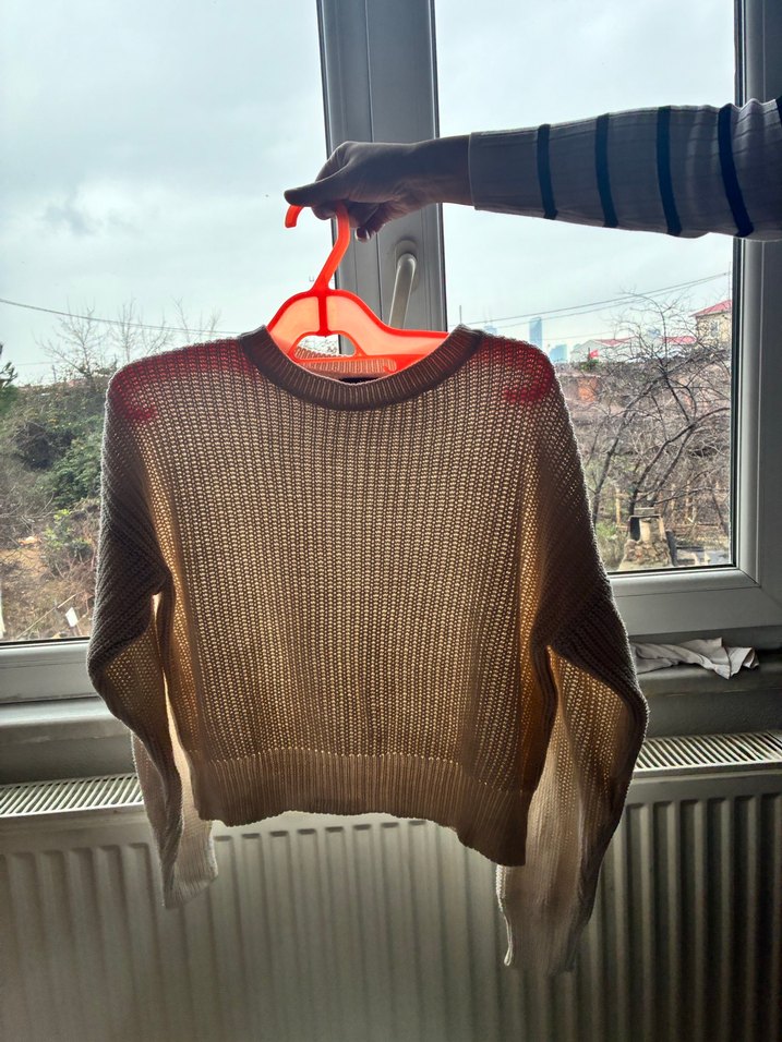 Beyaz Örgü Kadın Kazak - Görsel 4