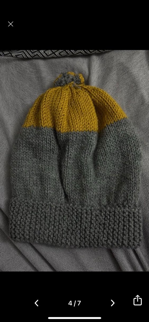 Gri ve Sarı Örgü Kadın Bere - Görsel 4
