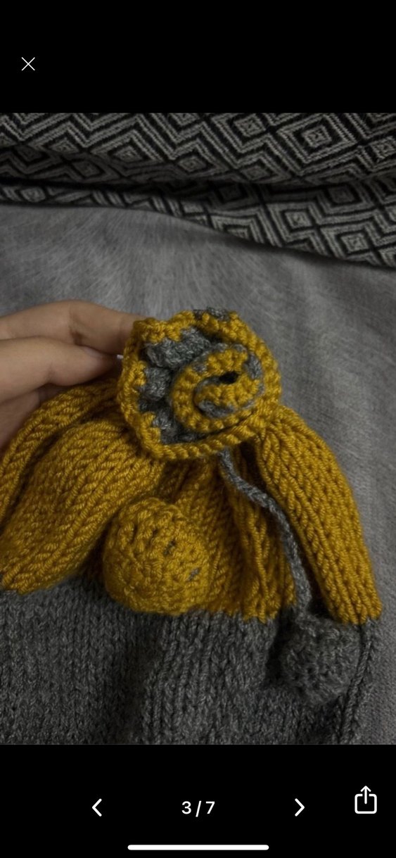 Gri ve Sarı Örgü Kadın Bere - Görsel 3