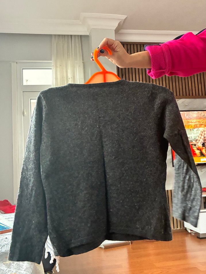 Gri Kadın Triko Uzun Kollu Kazak - Görsel 2