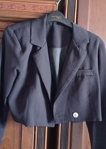 s Beden Gri Mini Düğmeli Kadın Blazer Ceket