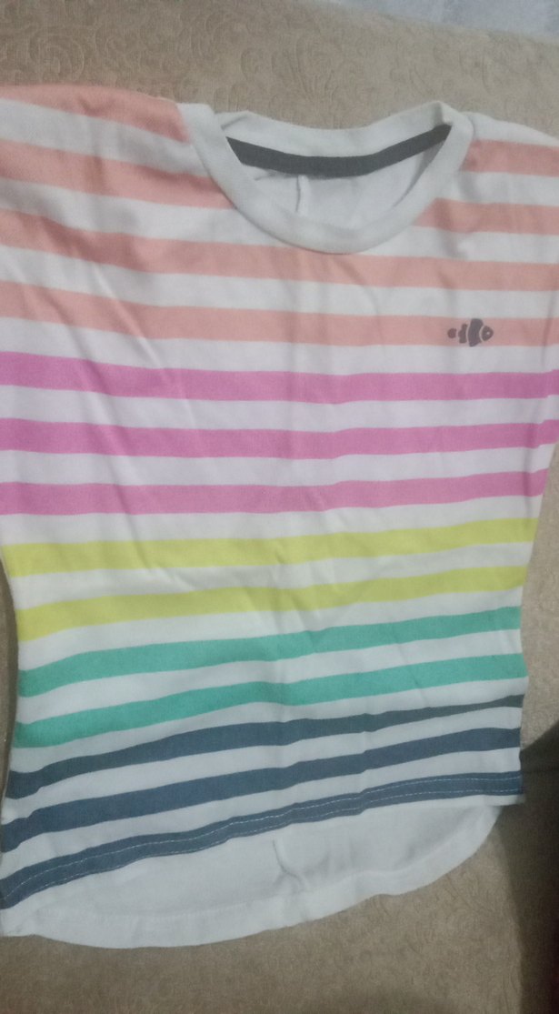 Kızlar için renkli pilili kısa kollu tişört - Görsel 2