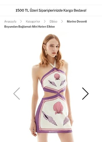 Marine desenli mini elbise 