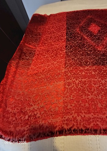 Koyu Kırmızı  VAKKO EŞARP - Görsel 6