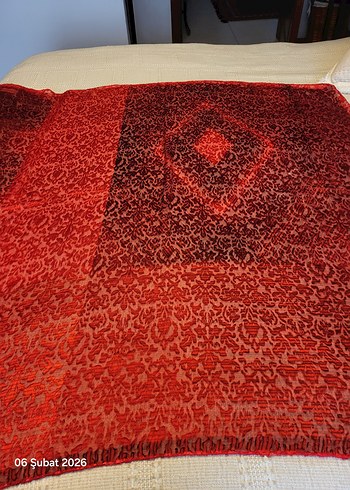 Koyu Kırmızı  VAKKO EŞARP - Görsel 7