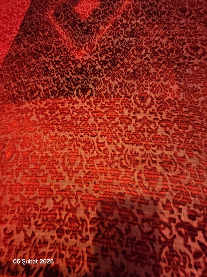 Koyu Kırmızı  VAKKO EŞARP - Görsel 4