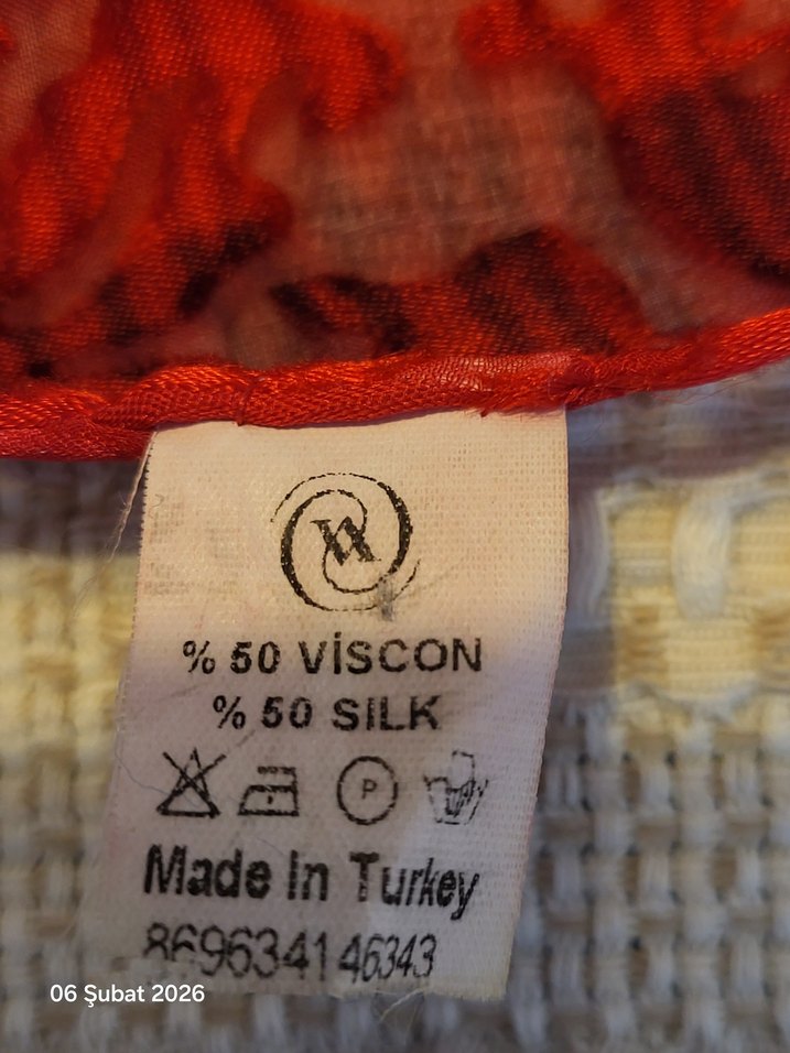 Koyu Kırmızı  VAKKO EŞARP - Görsel 3