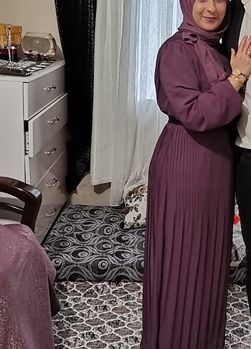 38 Beden mor Renk Tesettur abiye elbise