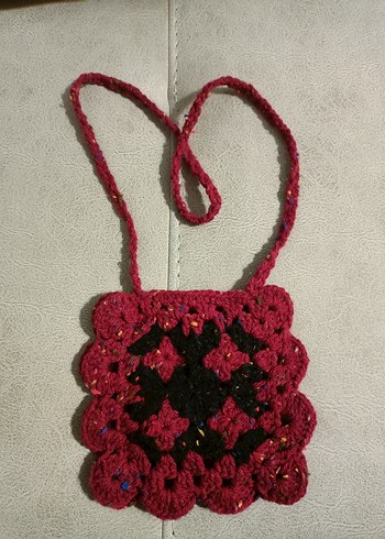 Bordo Örgü Bohem Kız Çocuk Çapraz Çanta - Görsel 5