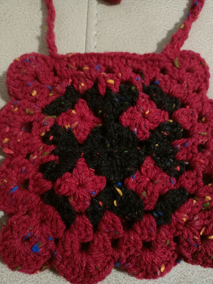 Bordo Örgü Bohem Kız Çocuk Çapraz Çanta - Görsel 3