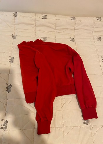 Kırmızı Yüksek Yakalı Kadın Sweatshirt - Görsel 2