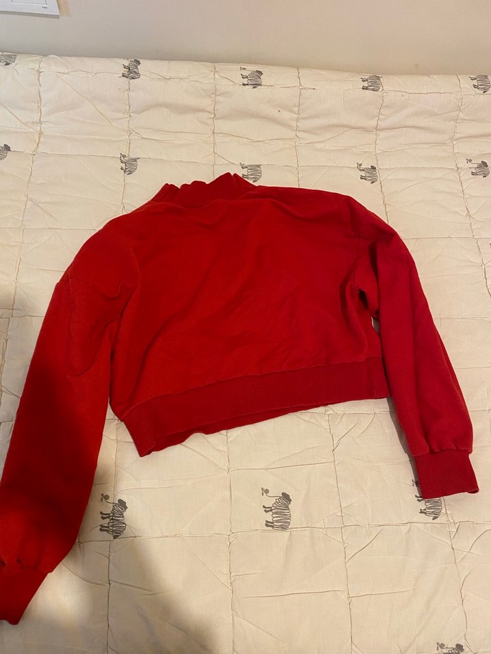 Kırmızı Yüksek Yakalı Kadın Sweatshirt - Görsel 3