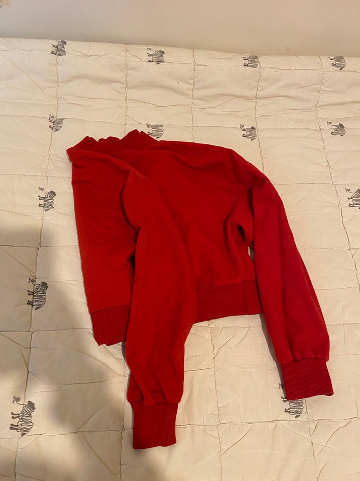 Kırmızı Yüksek Yakalı Kadın Sweatshirt - Görsel 2