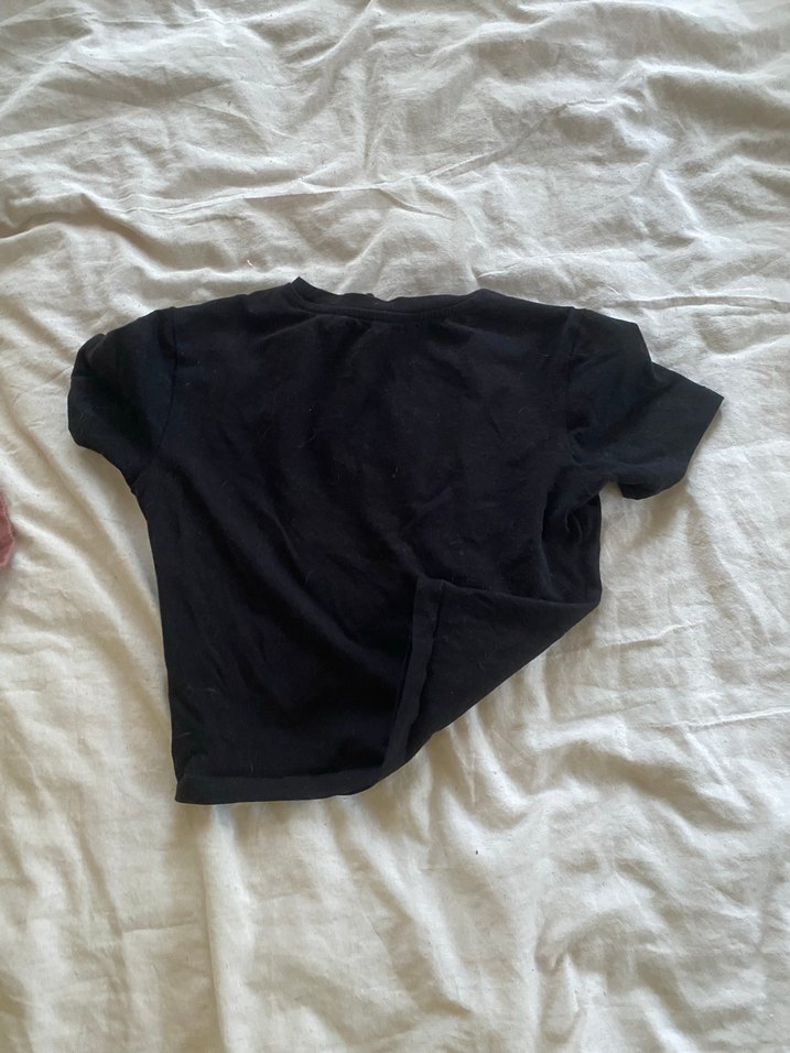 Siyah Baskılı Mini Kadın Tişört - Görsel 2