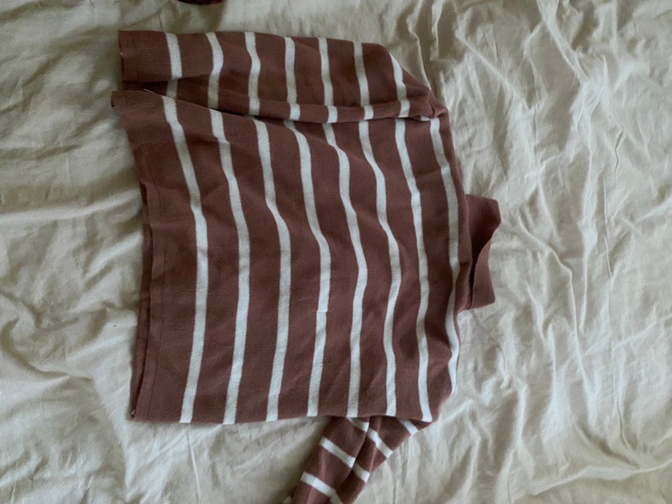 Uzun Kollu Çizgili Kahverengi Kadın Triko - Görsel 3