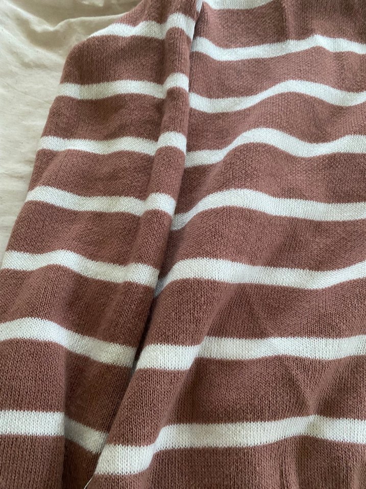 Uzun Kollu Çizgili Kahverengi Kadın Triko - Görsel 4