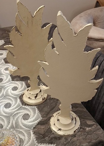 Beyaz Eskitme Dekoratif Tüy Figürleri - Görsel 2