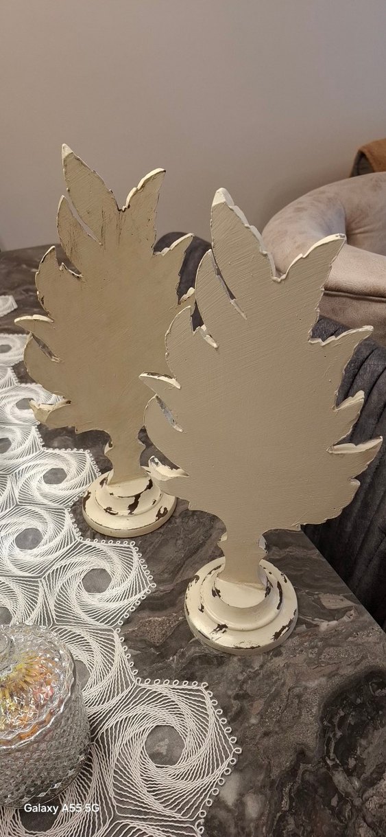 Beyaz Eskitme Dekoratif Tüy Figürleri - Görsel 2