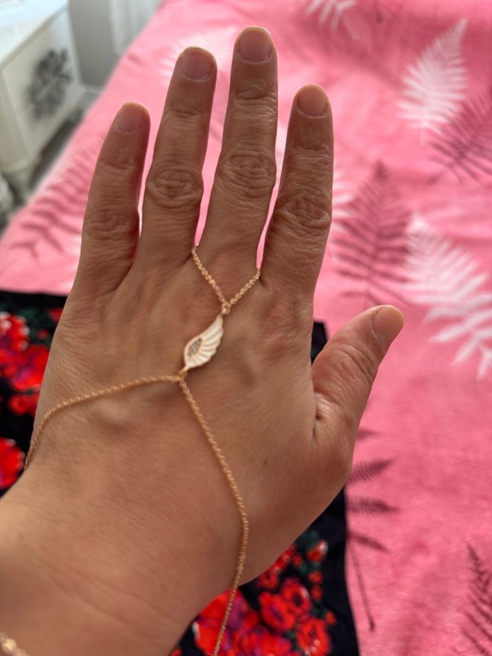 Altın Renkli Zincir Detaylı Bohem Kadın El Zinciri - Görsel 3