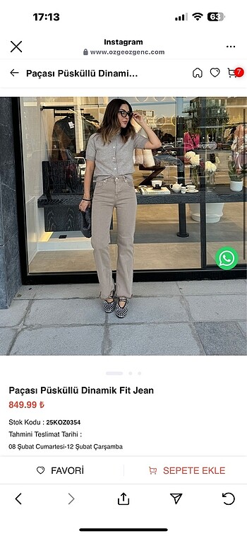 Krem rengi hafif İspanyol jean