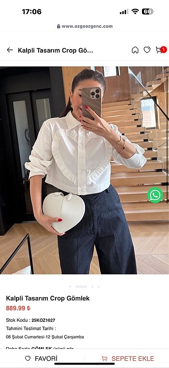 m Beden Crop detaylı gömlek