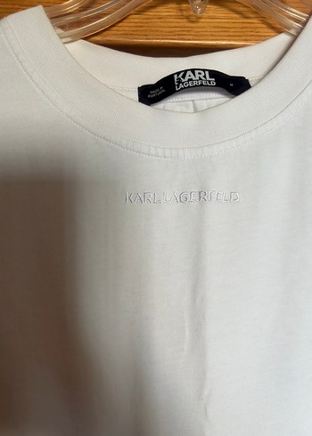 s Beden Karl Lagerfeld Beyaz Crop Tişört, Kısa Kollu,
