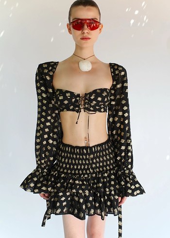 New Arrivals Siyah Gold Takım Büstiyer Etek