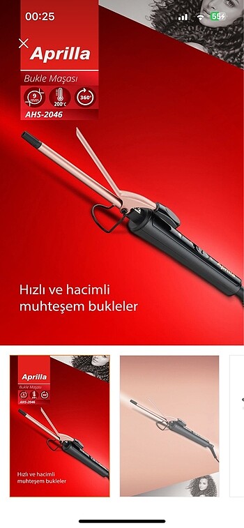 Aprilla bukle şekillendirici